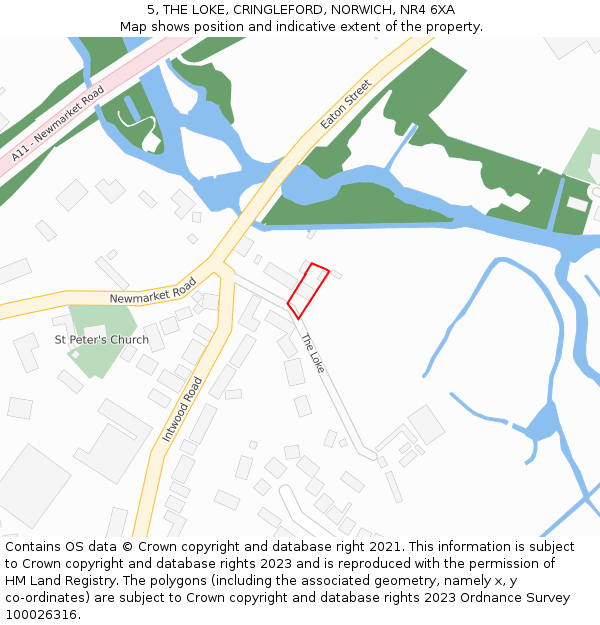 5, THE LOKE, CRINGLEFORD, NORWICH, NR4 6XA: Location map and indicative extent of plot
