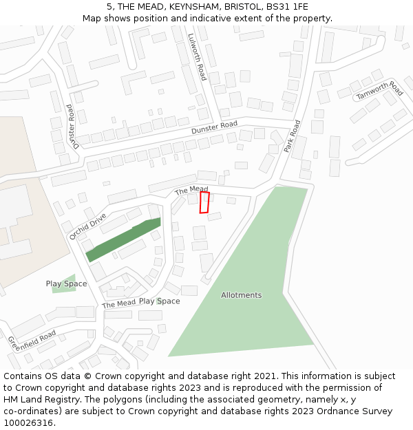 5, THE MEAD, KEYNSHAM, BRISTOL, BS31 1FE: Location map and indicative extent of plot