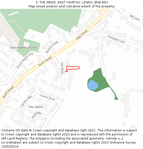 5, THE MEWS, EAST HOATHLY, LEWES, BN8 6EH: Location map and indicative extent of plot