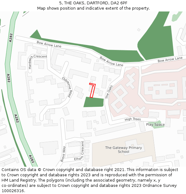 5, THE OAKS, DARTFORD, DA2 6PF: Location map and indicative extent of plot