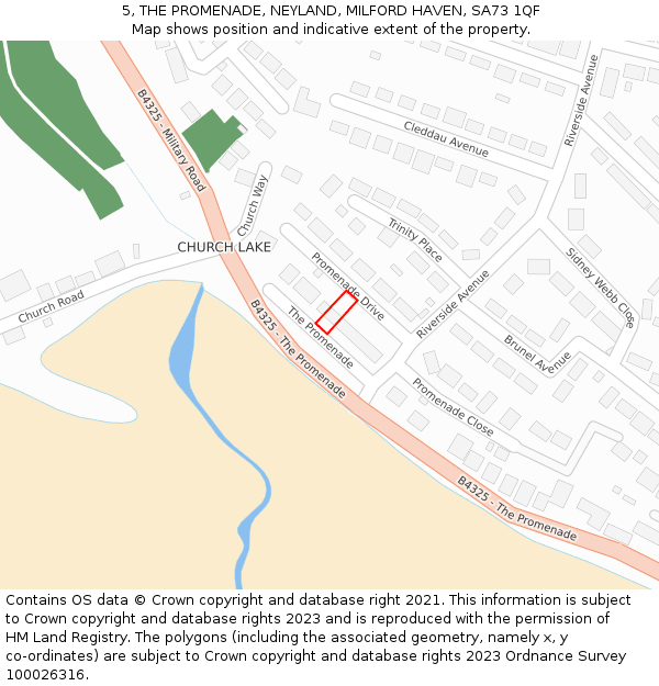 5, THE PROMENADE, NEYLAND, MILFORD HAVEN, SA73 1QF: Location map and indicative extent of plot