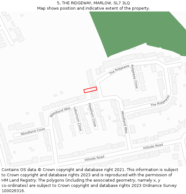 5, THE RIDGEWAY, MARLOW, SL7 3LQ: Location map and indicative extent of plot