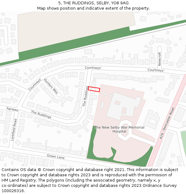 5, THE RUDDINGS, SELBY, YO8 9AG: Location map and indicative extent of plot