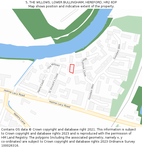 5, THE WILLOWS, LOWER BULLINGHAM, HEREFORD, HR2 6DP: Location map and indicative extent of plot