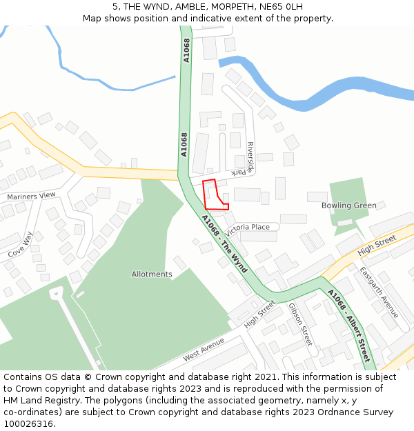 5, THE WYND, AMBLE, MORPETH, NE65 0LH: Location map and indicative extent of plot