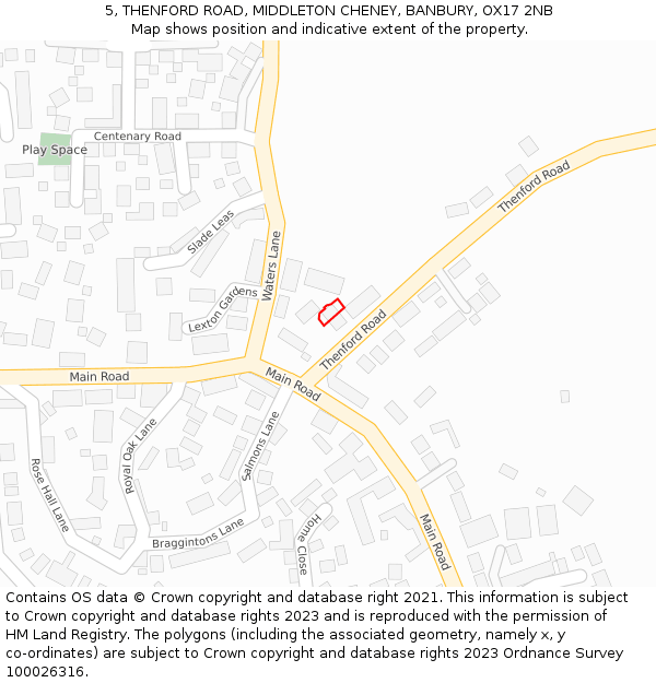 5, THENFORD ROAD, MIDDLETON CHENEY, BANBURY, OX17 2NB: Location map and indicative extent of plot