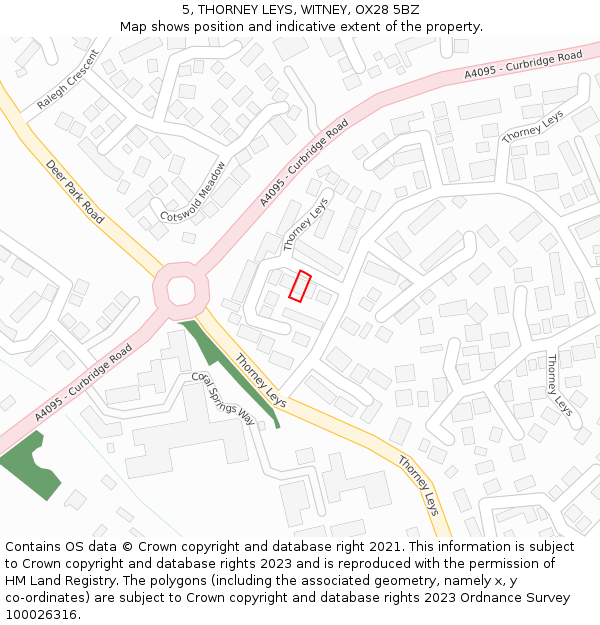 5, THORNEY LEYS, WITNEY, OX28 5BZ: Location map and indicative extent of plot