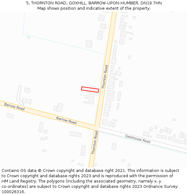 5, THORNTON ROAD, GOXHILL, BARROW-UPON-HUMBER, DN19 7HN: Location map and indicative extent of plot