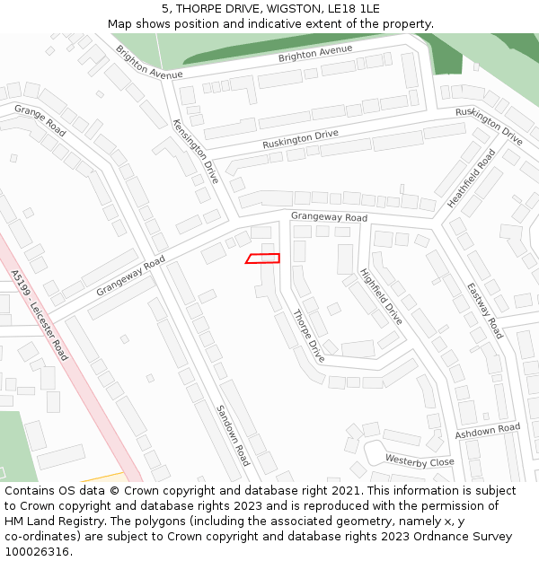 5, THORPE DRIVE, WIGSTON, LE18 1LE: Location map and indicative extent of plot