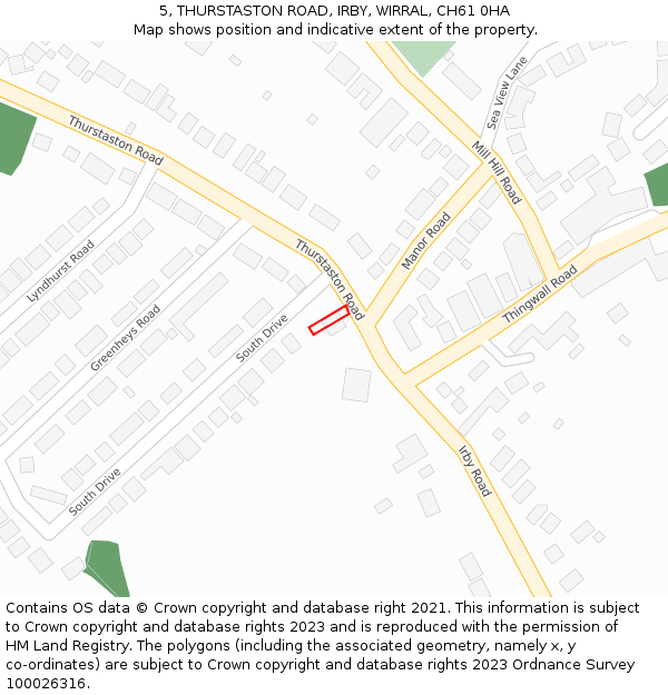 5, THURSTASTON ROAD, IRBY, WIRRAL, CH61 0HA: Location map and indicative extent of plot