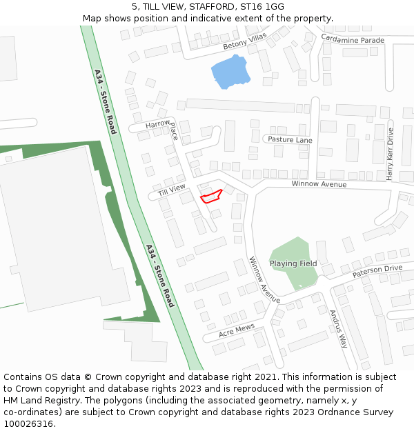 5, TILL VIEW, STAFFORD, ST16 1GG: Location map and indicative extent of plot