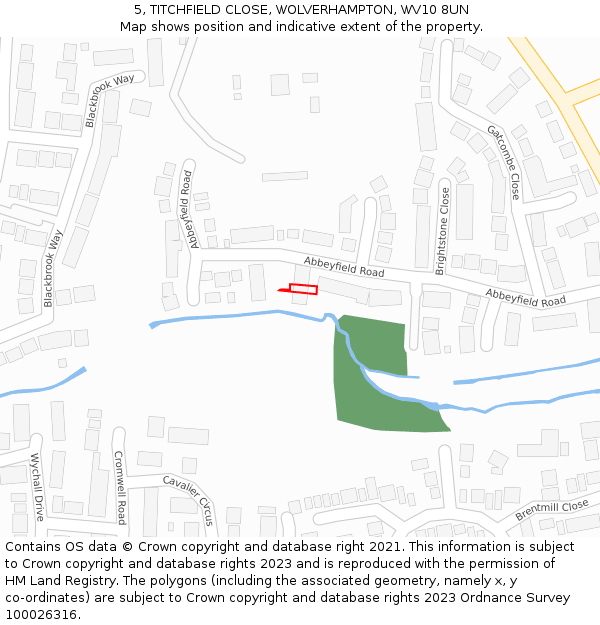 5, TITCHFIELD CLOSE, WOLVERHAMPTON, WV10 8UN: Location map and indicative extent of plot