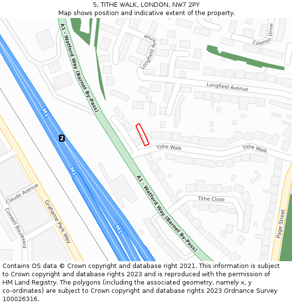 5, TITHE WALK, LONDON, NW7 2PY: Location map and indicative extent of plot