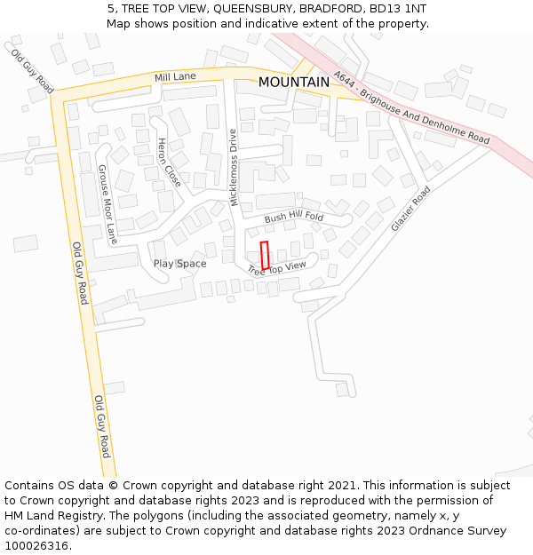 5, TREE TOP VIEW, QUEENSBURY, BRADFORD, BD13 1NT: Location map and indicative extent of plot