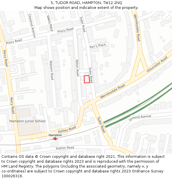 5, TUDOR ROAD, HAMPTON, TW12 2NQ: Location map and indicative extent of plot