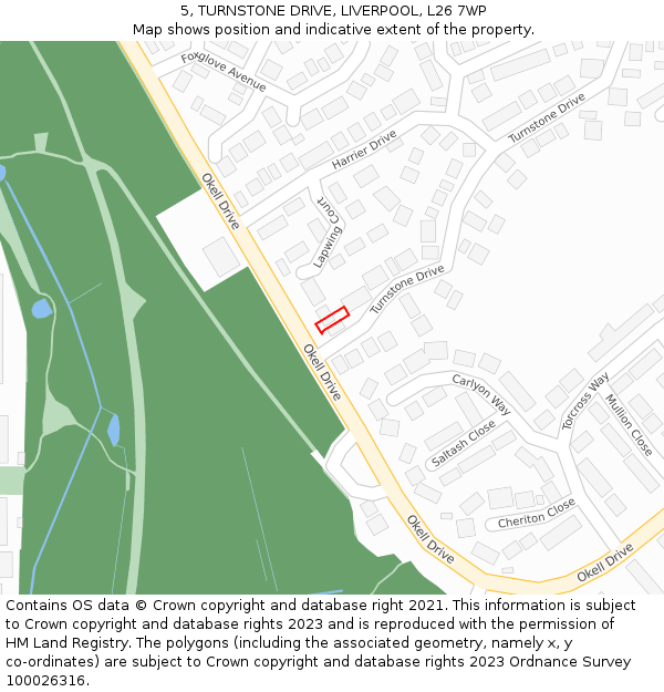 5, TURNSTONE DRIVE, LIVERPOOL, L26 7WP: Location map and indicative extent of plot