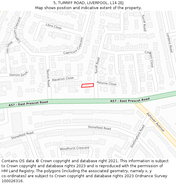 5, TURRIFF ROAD, LIVERPOOL, L14 2EJ: Location map and indicative extent of plot