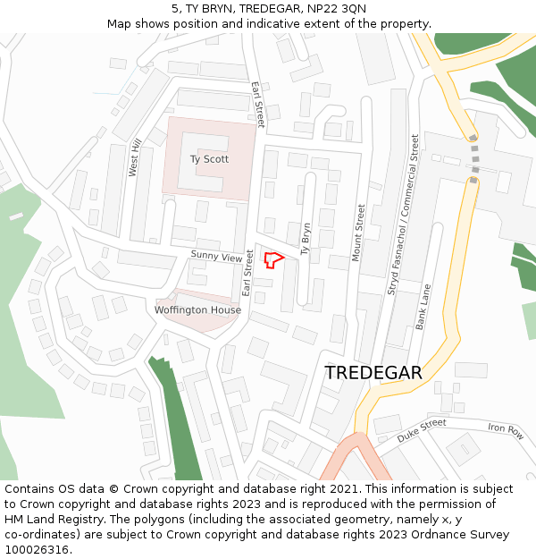 5, TY BRYN, TREDEGAR, NP22 3QN: Location map and indicative extent of plot