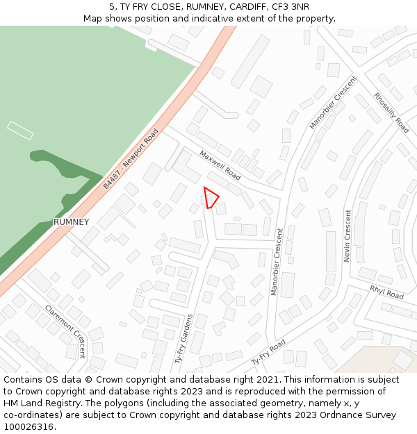 5, TY FRY CLOSE, RUMNEY, CARDIFF, CF3 3NR: Location map and indicative extent of plot