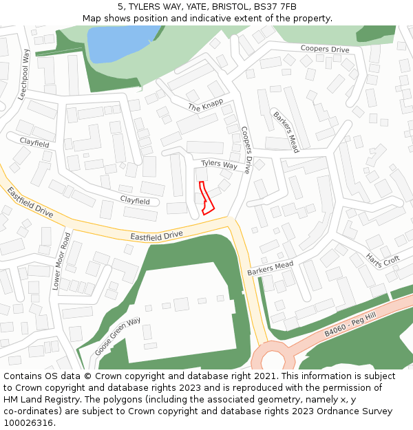 5, TYLERS WAY, YATE, BRISTOL, BS37 7FB: Location map and indicative extent of plot