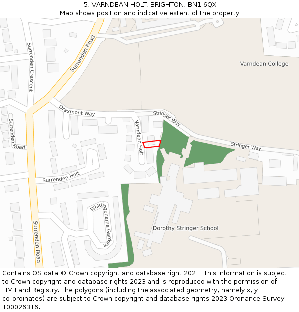 5, VARNDEAN HOLT, BRIGHTON, BN1 6QX: Location map and indicative extent of plot