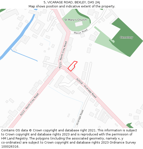 5, VICARAGE ROAD, BEXLEY, DA5 2AJ: Location map and indicative extent of plot