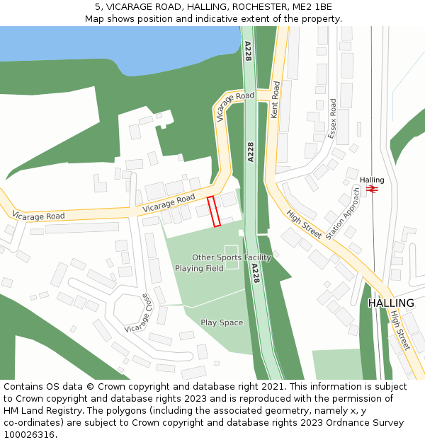 5, VICARAGE ROAD, HALLING, ROCHESTER, ME2 1BE: Location map and indicative extent of plot