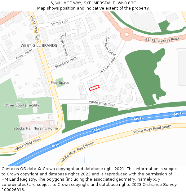 5, VILLAGE WAY, SKELMERSDALE, WN8 8BG: Location map and indicative extent of plot