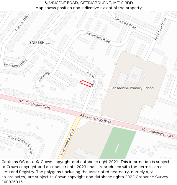 5, VINCENT ROAD, SITTINGBOURNE, ME10 3DD: Location map and indicative extent of plot