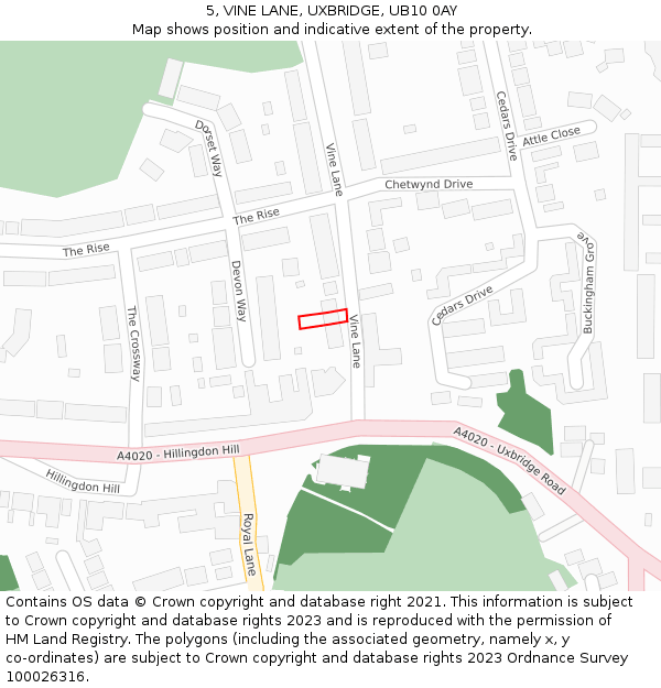 5, VINE LANE, UXBRIDGE, UB10 0AY: Location map and indicative extent of plot