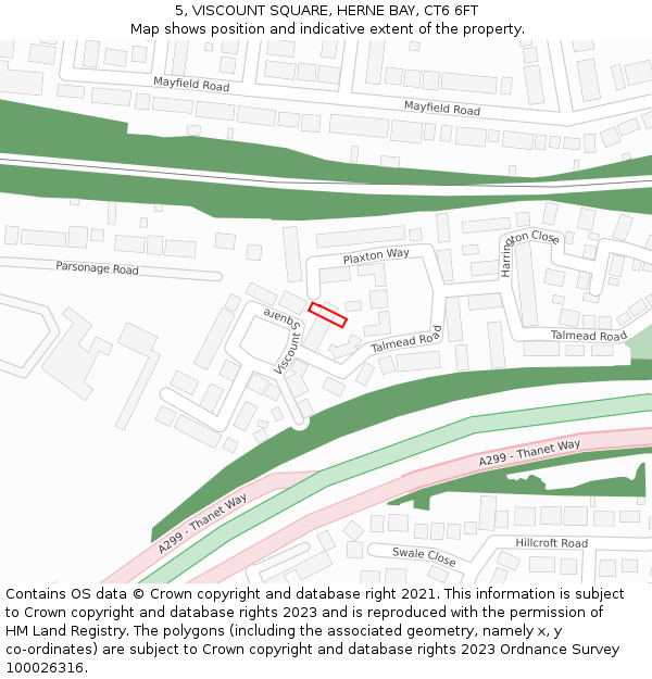 5, VISCOUNT SQUARE, HERNE BAY, CT6 6FT: Location map and indicative extent of plot