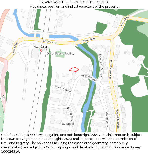 5, WAIN AVENUE, CHESTERFIELD, S41 0FD: Location map and indicative extent of plot