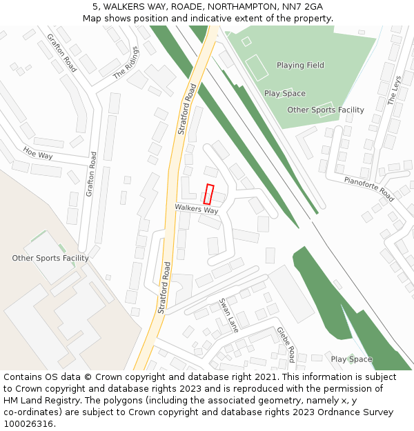 5, WALKERS WAY, ROADE, NORTHAMPTON, NN7 2GA: Location map and indicative extent of plot