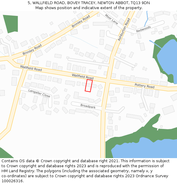 5, WALLFIELD ROAD, BOVEY TRACEY, NEWTON ABBOT, TQ13 9DN: Location map and indicative extent of plot