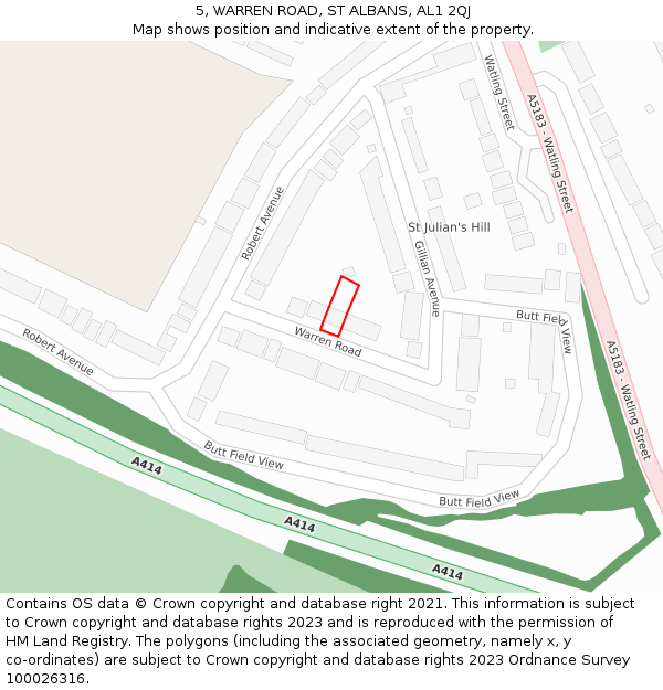 5, WARREN ROAD, ST ALBANS, AL1 2QJ: Location map and indicative extent of plot