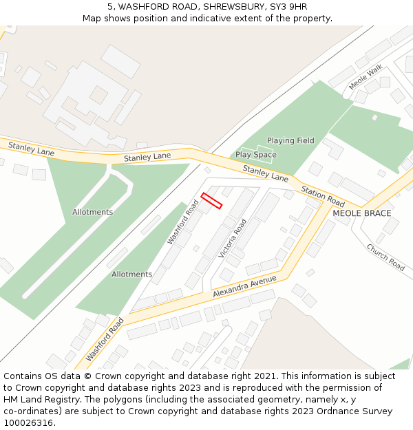 5, WASHFORD ROAD, SHREWSBURY, SY3 9HR: Location map and indicative extent of plot