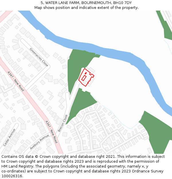 5, WATER LANE FARM, BOURNEMOUTH, BH10 7DY: Location map and indicative extent of plot