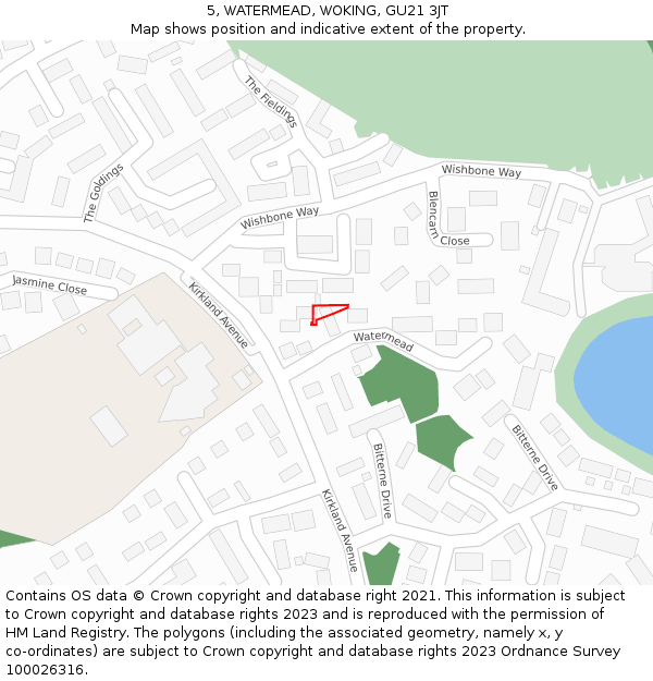 5, WATERMEAD, WOKING, GU21 3JT: Location map and indicative extent of plot