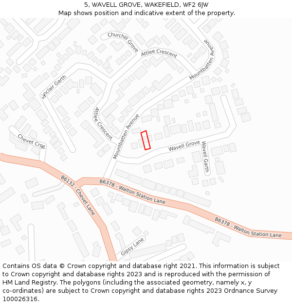 5, WAVELL GROVE, WAKEFIELD, WF2 6JW: Location map and indicative extent of plot