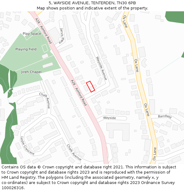 5, WAYSIDE AVENUE, TENTERDEN, TN30 6PB: Location map and indicative extent of plot