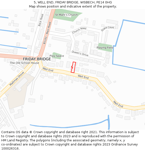 5, WELL END, FRIDAY BRIDGE, WISBECH, PE14 0HG: Location map and indicative extent of plot