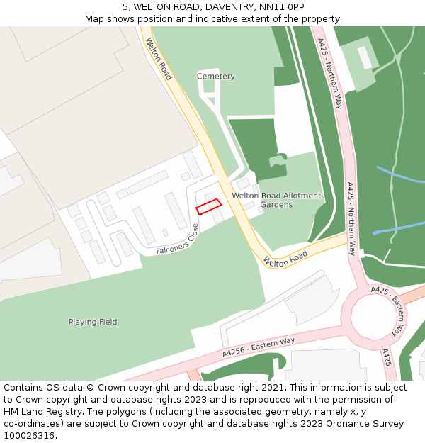 5, WELTON ROAD, DAVENTRY, NN11 0PP: Location map and indicative extent of plot