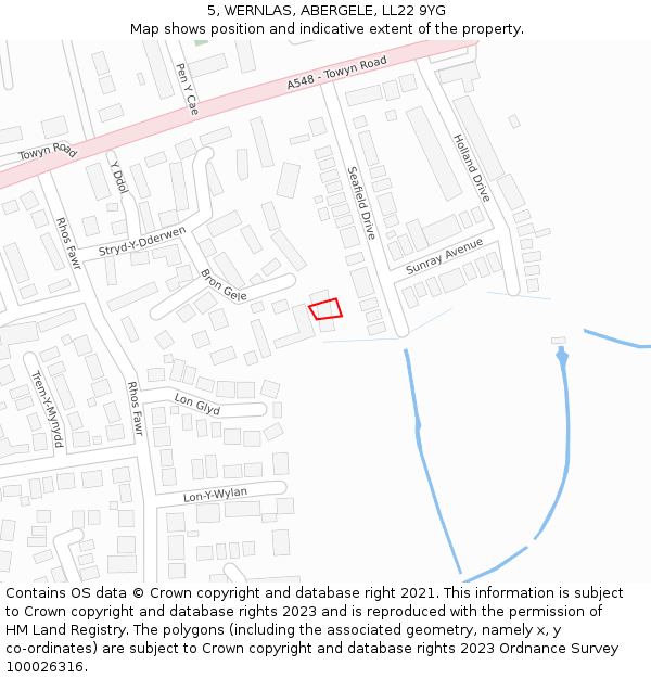 5, WERNLAS, ABERGELE, LL22 9YG: Location map and indicative extent of plot