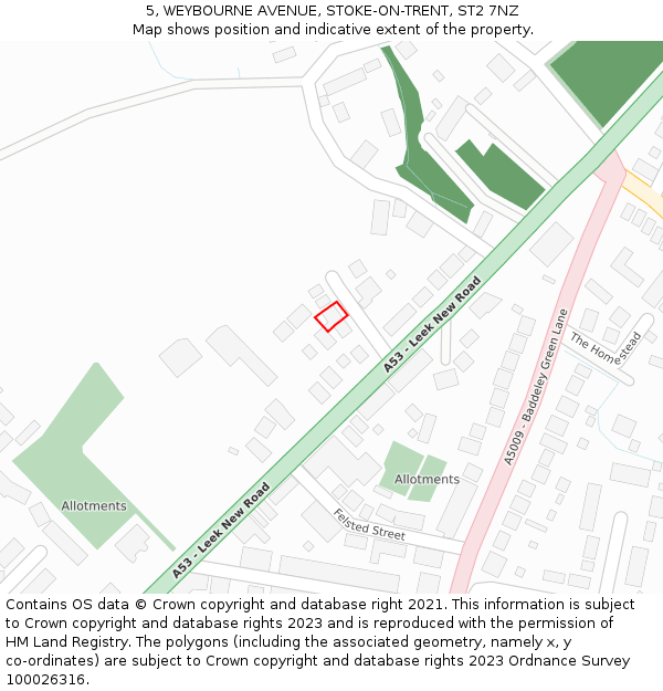 5, WEYBOURNE AVENUE, STOKE-ON-TRENT, ST2 7NZ: Location map and indicative extent of plot