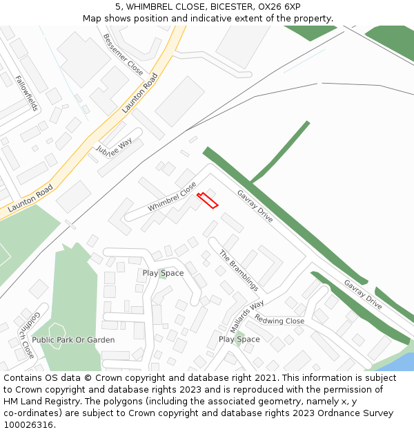 5, WHIMBREL CLOSE, BICESTER, OX26 6XP: Location map and indicative extent of plot