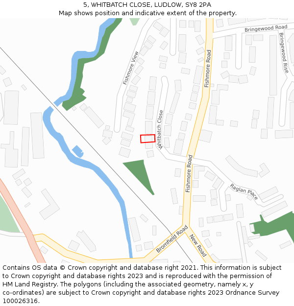 5, WHITBATCH CLOSE, LUDLOW, SY8 2PA: Location map and indicative extent of plot