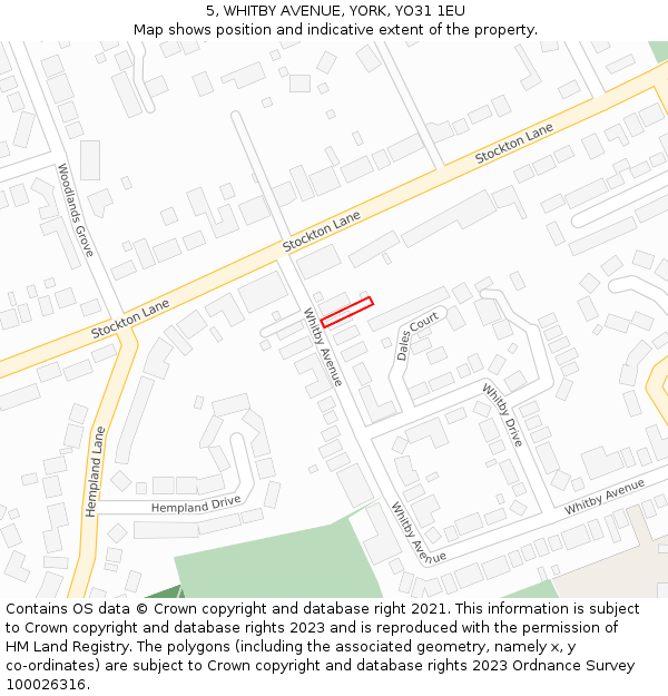 5, WHITBY AVENUE, YORK, YO31 1EU: Location map and indicative extent of plot