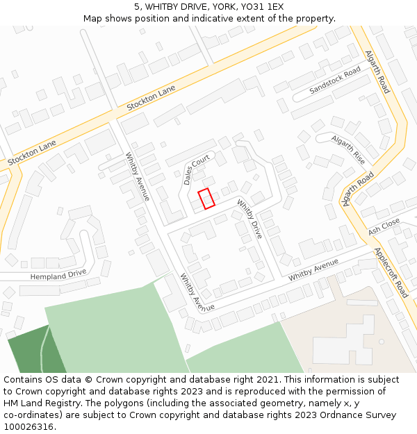 5, WHITBY DRIVE, YORK, YO31 1EX: Location map and indicative extent of plot