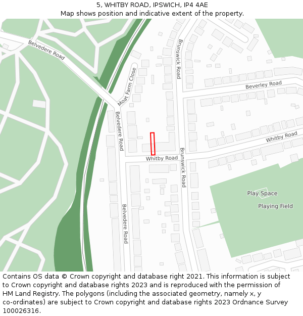 5, WHITBY ROAD, IPSWICH, IP4 4AE: Location map and indicative extent of plot