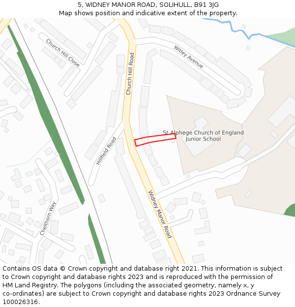 5, WIDNEY MANOR ROAD, SOLIHULL, B91 3JG: Location map and indicative extent of plot